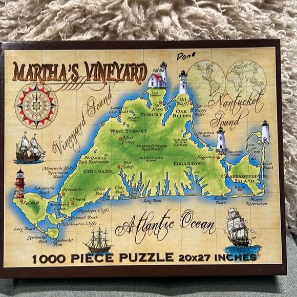 ⚫️2/$12⚫️ Martha's Vineyard map jigsaw puzzle 1000 pieces - Picture 1 of 3
